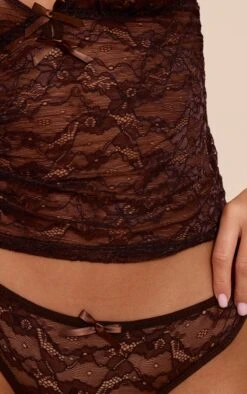 Chocolate Lace Cami And Thong Lingerie Set -FRAME Clothing Shop dd989eff2bab8a7d934118de3f20b1a62a27672e CNO0534 4 chocolate lace cami and thong lingerie set