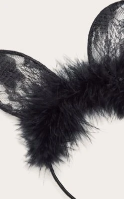 Prettylittlething Black Lace Feather Trim Cat Ear Headband -FRAME Clothing Shop e17992cbb7a7a794417f66259852b3cf06f232e3 CNO5245 3 black lace feather trim cat ear headband