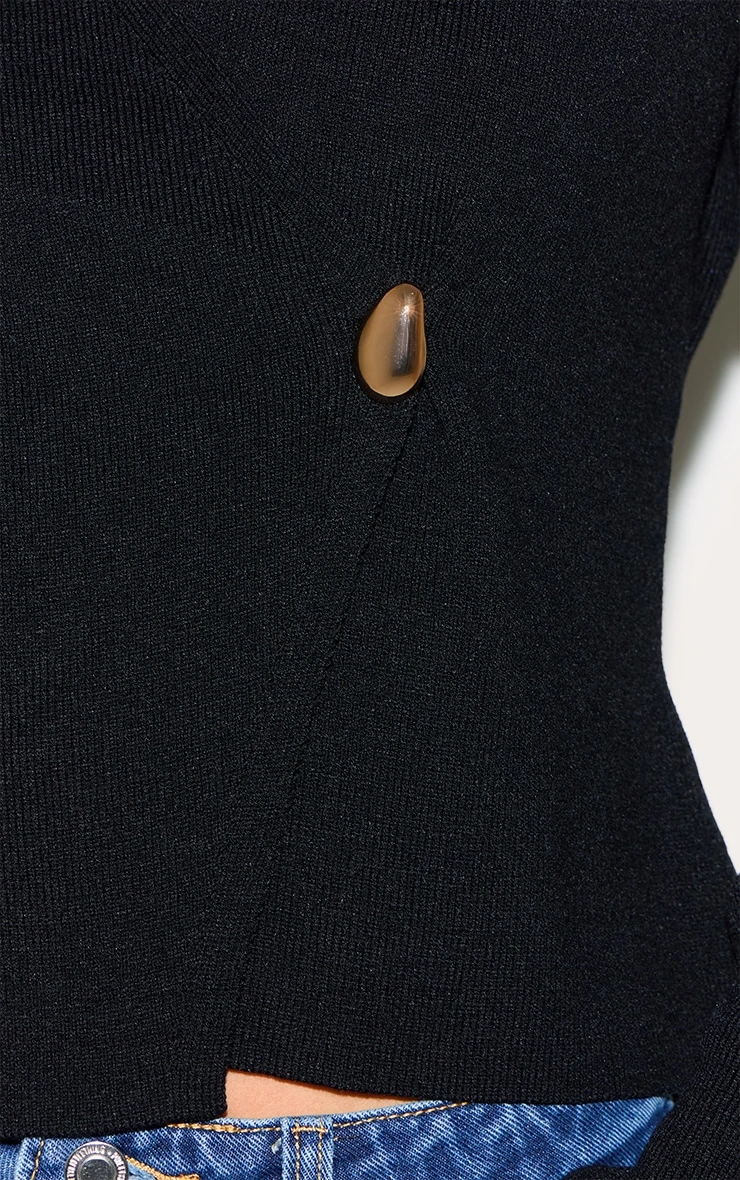 Prettylittlething Black Asymmetric Compact Knit Cardigan 4 Prettylittlething Black Asymmetric Compact Knit Cardigan - Image 4