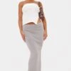 PrettyLittleThing Dove Grey Fine Knit Minimalist Maxi Skirt
