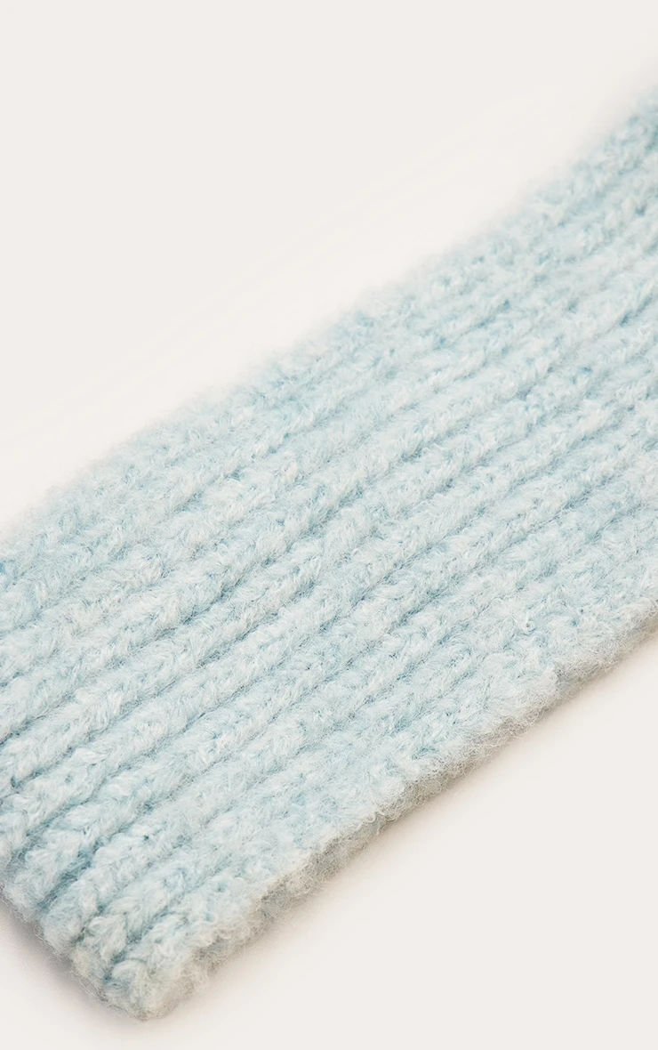 Powder Blue Brushed Knit Fold-Over Stretch Headband – Soft Winter Ear Warmer 3 Powder Blue Brushed Knit Fold-Over Stretch Headband – Soft Winter Ear Warmer - Image 3