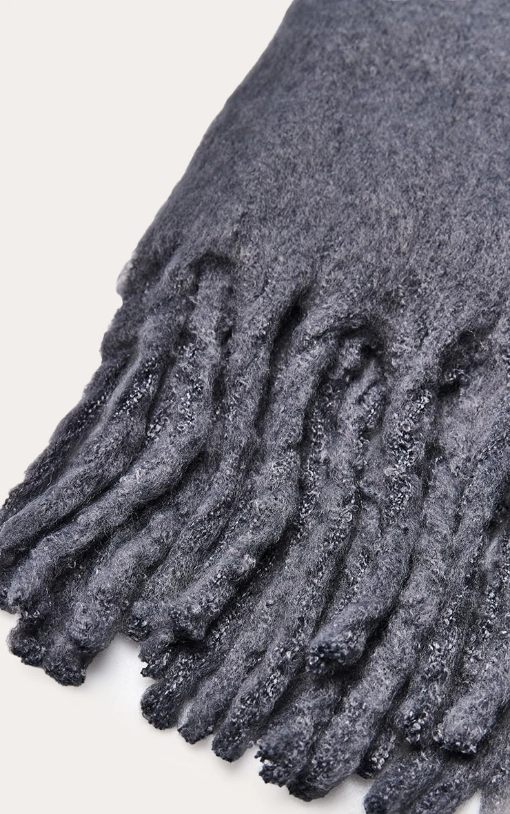Charcoal Grey Brushed Knit Tassel Scarf β Soft Oversized Winter Wrap 3 Charcoal Grey Brushed Knit Tassel Scarf β Soft Oversized Winter Wrap - Image 3