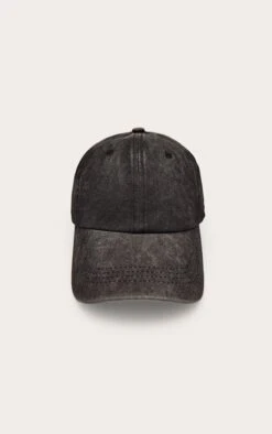 Prettylittlething Black Washed Denim Cap