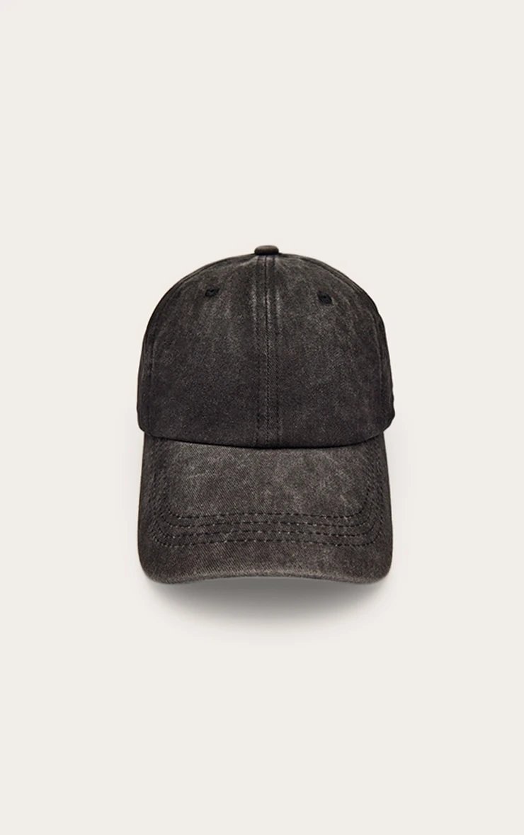 PrettyLittleThing Black Washed Denim Unstructured Curved Bill Dad Hat 1 PrettyLittleThing Black Washed Denim Unstructured Curved Bill Dad Hat