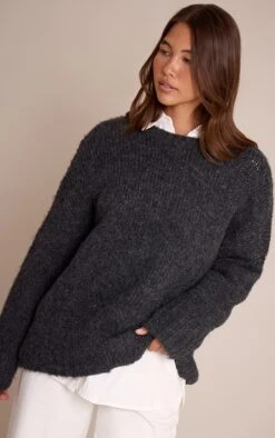 Charcoal Rib Detail Oversized Sweater