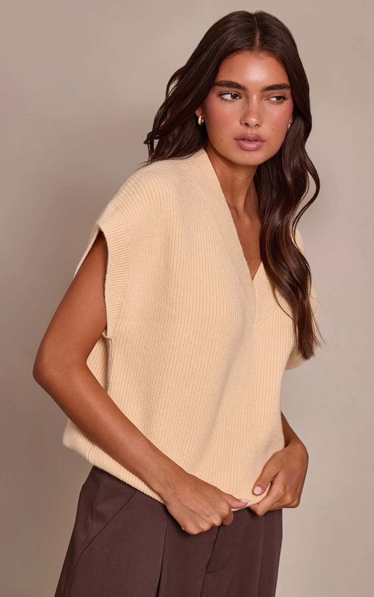 Buttercream Sleeveless Knit Sweater 1 Buttercream Sleeveless Knit Sweater