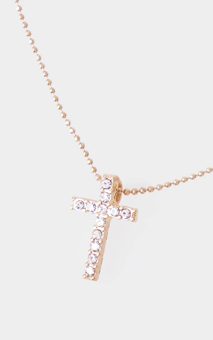 PrettyLittleThing Gold Dainty Diamante Cross – Minimalist Fine Chain Necklace 4 PrettyLittleThing Gold Dainty Diamante Cross – Minimalist Fine Chain Necklace - Image 4