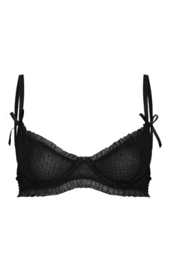 Prettylittlething Black Textured Mesh Frill Edge Underwired Bra -FRAME Clothing Shop eec7486b60dbc552d34b08f2d8672a289909c2ba cnl2603 5