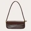 PrettyLittleThing Chocolate PU Skinny Elongated Shoulder Bag - Chic Minimalist Brown Handbag