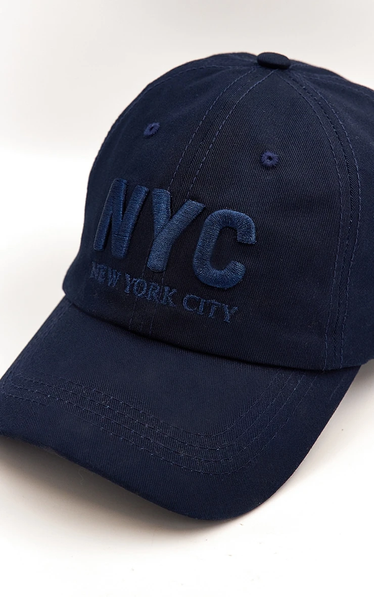 Prettylittlething Vintage Navy Embroided Baseball Cap 4 Prettylittlething Vintage Navy Embroided Baseball Cap - Image 4