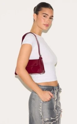 PrettyLittleThing Burgundy Patent Trapeze Shoulder Bag – High-Shine Modern Evening Handbag -FRAME Clothing Shop f0ef4ecfdda44efafdfa5cc271857e72405d16a0 CNH3172 5 burgundy patent trapeze shoulder bag