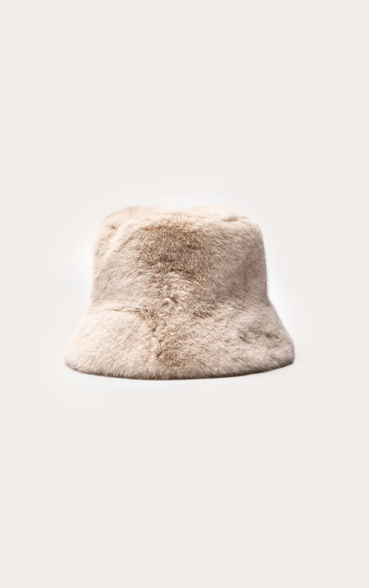 Prettylittlething Beige Faux Fur Bucket Hats 2 Prettylittlething Beige Faux Fur Bucket Hats - Image 2