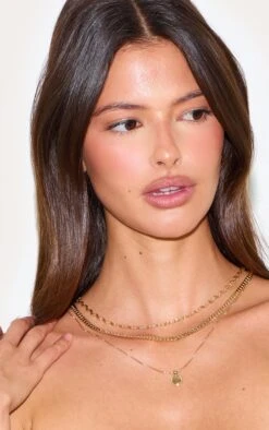 Prettylittlething Gold Layered Pendant Chain Twist Necklace