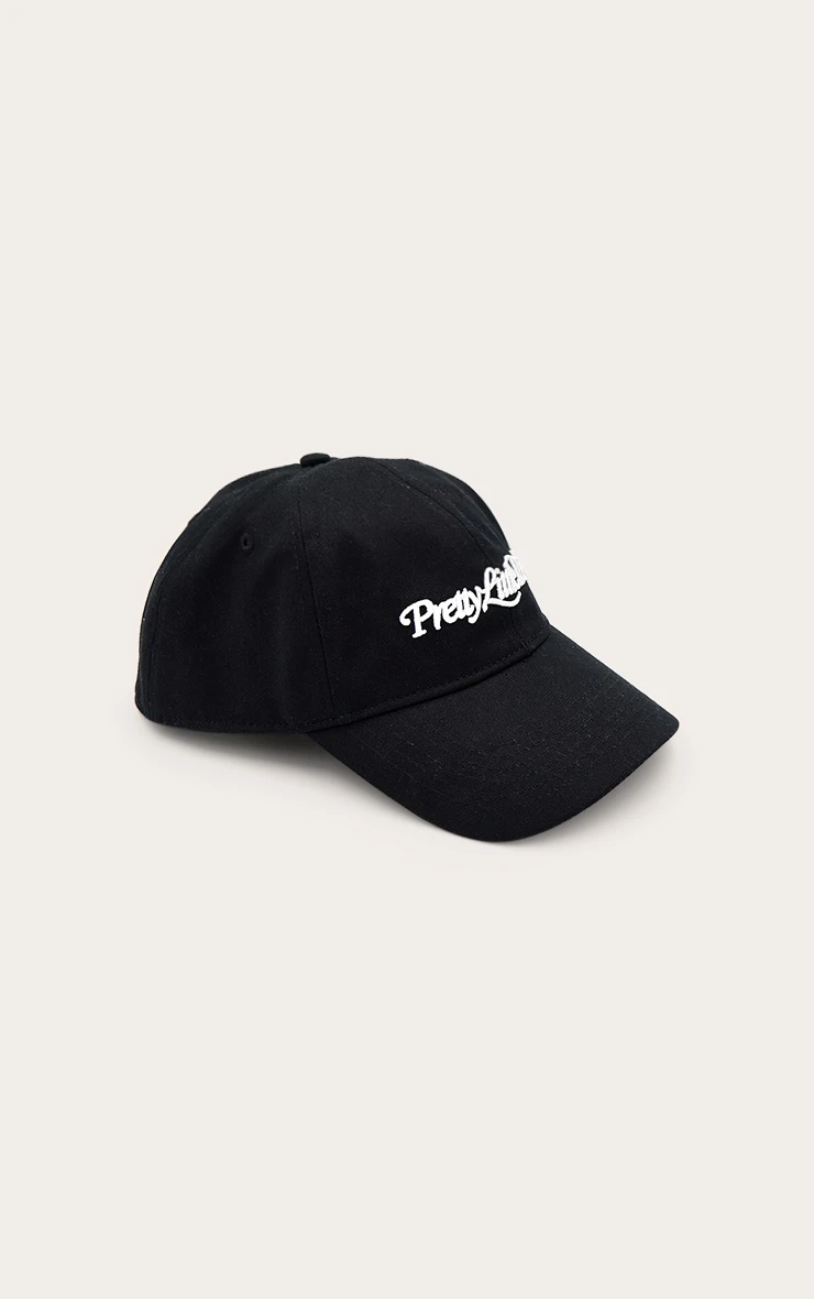 PrettyLittleThing Black with White Script Embroidery – Classic Curved Bill Dad Hat 3 PrettyLittleThing Black with White Script Embroidery – Classic Curved Bill Dad Hat - Image 3