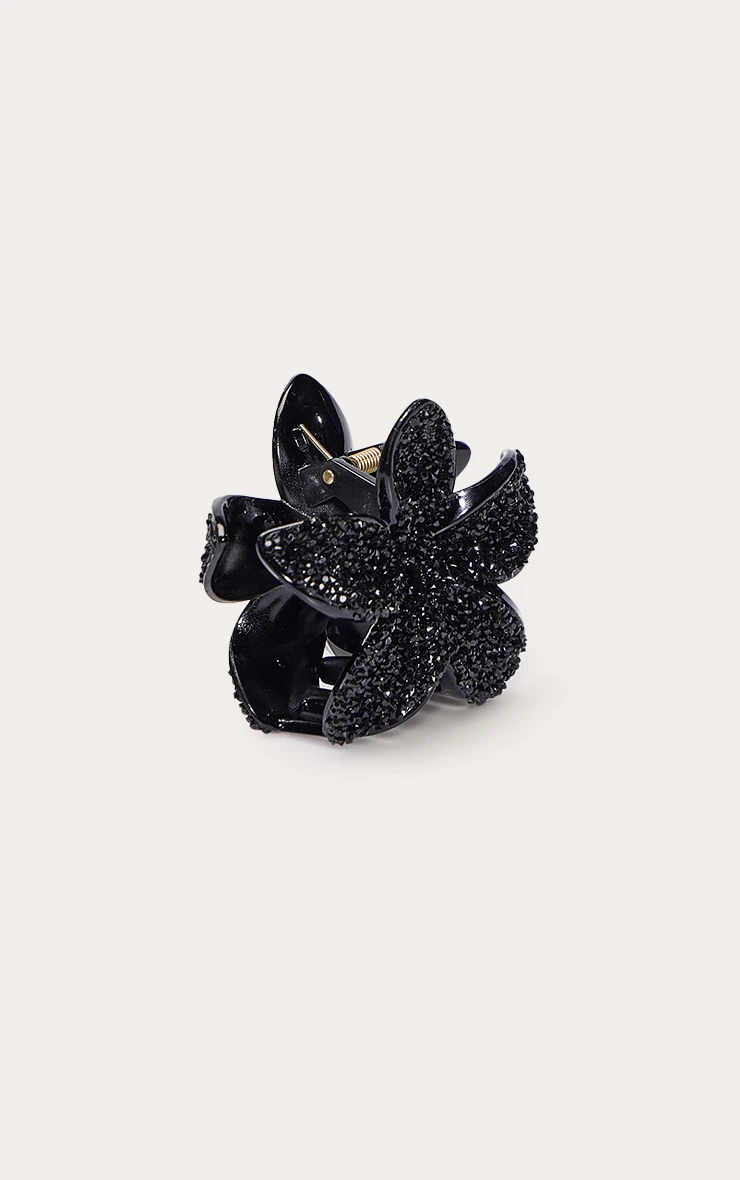 Prettylittlething Black Crystal Lily Flower Hair Clip 3 Prettylittlething Black Crystal Lily Flower Hair Clip - Image 3