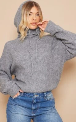 Prettylittlething Charcoal Grey Luxe Knit Sweater & Hood -FRAME Clothing Shop f93ace8a1986b3e4dc7138793104dc942ec9b25f cne7501 4