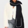 PrettyLittleThing Black Pocket Stitch Detail Tassel Scarf - Cozy Winter Accessory