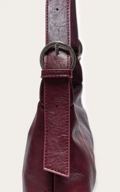 PrettyLittleThing Burgundy Crinkle PU Buckle Detail - Textured Classic Shoulder Bag -FRAME Clothing Shop fac8aeeca8e5d1f10b916dfdff3d89784e896b4c CNK0750 3 burgundy crinkle pu buckle detail shoulder bag