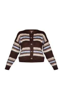Prettylittlething Chocolate Striped Brushed Knit Cardigan -FRAME Clothing Shop fba459b3c2b966bb1af64d98ed05f393ddf75a98 cno9330 5 chocolate striped brushed knit cardigan