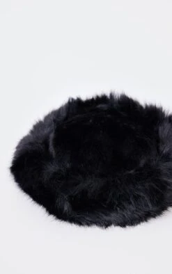 PrettyLittleThing Black Faux Fur Fluffy Trim Bucket Hat - Plush Winter Streetwear Accessory -FRAME Clothing Shop fd320a158a7f42e9eca158a3dd82a2a2d96223f0 cnj9582 3