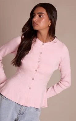 Pink Compact Knit Peplum Cardigan -FRAME Clothing Shop fdb768815cc547e928dc187b9892a86e3dda0517 CNO2707 4 pink compact knit peplum cardigan