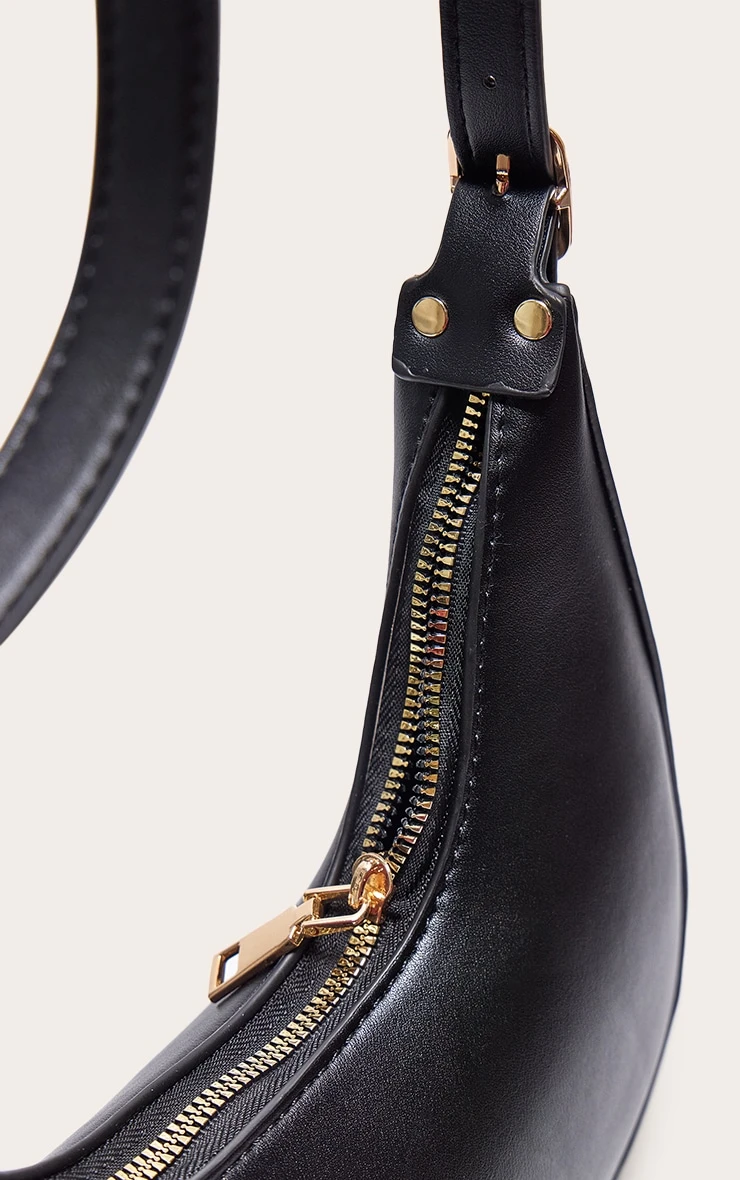 PrettyLittleThing Black PU Crescent Shoulder Bag - Curved Minimalist Underarm Handbag 4 PrettyLittleThing Black PU Crescent Shoulder Bag - Curved Minimalist Underarm Handbag - Image 4