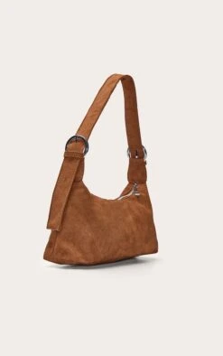 PrettyLittleThing Tan Faux Suede Rectangular Adjustable Shoulder Bag -FRAME Clothing Shop fe8413e7b6d099bdc9a7f3a188285229f4e64327 CNO3434 3 tan suede adjustable shoulder bag