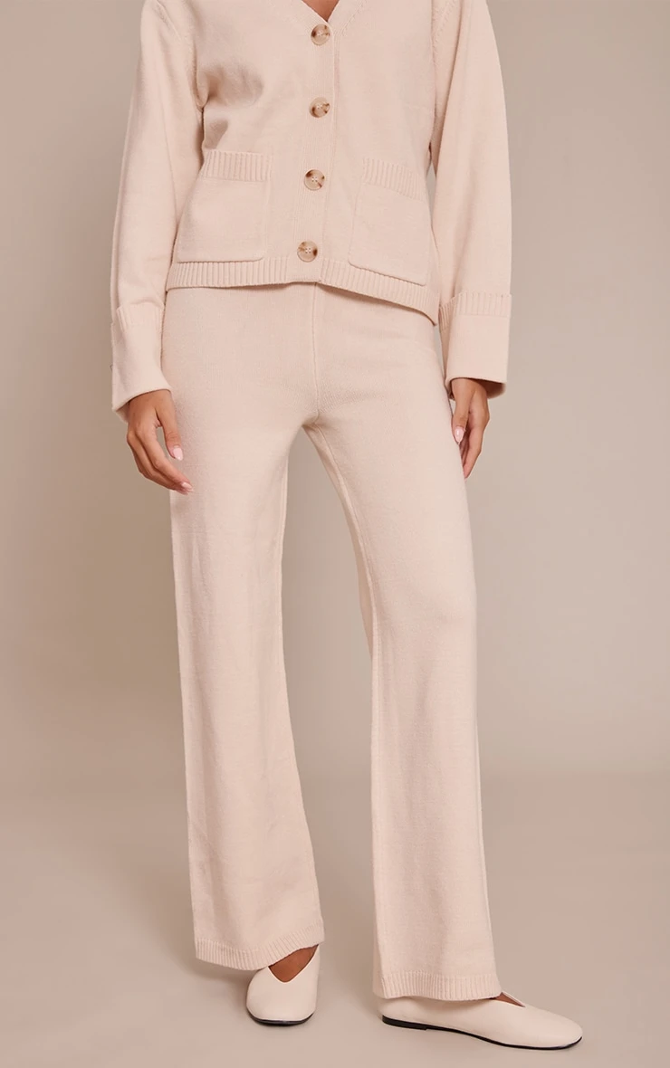 Prettylittlething Cream Wide Leg Knit Pant 2 Prettylittlething Cream Wide Leg Knit Pant - Image 2
