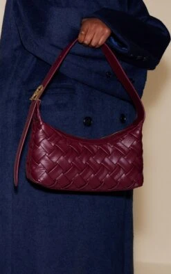 PrettyLittleThing Plum Hand Weave Structured Woven Texture Shoulder Bag