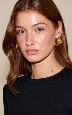 Prettylittlething Brown Resin Chunky Hoop Earrings